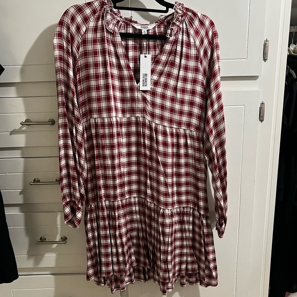 BB Dakota by Steve Madden Plaid to Be You Long Sleeve Babydoll Minidress - Picture 4 of 5
